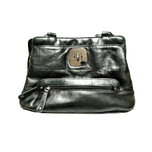 LA DIVA for Town Shoes BLACK LEATHER PURSE - Picture 2 of 9